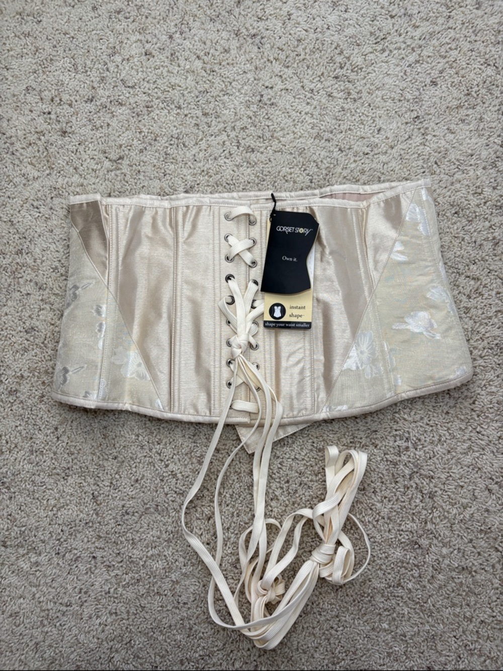 NWT Corset Story Ivory White Floral Lace-Up Waist Cinch Corset size 20 22